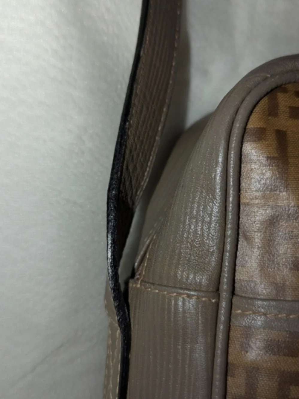 Fendi Brown Taupe FF Logo Crossbody Bag